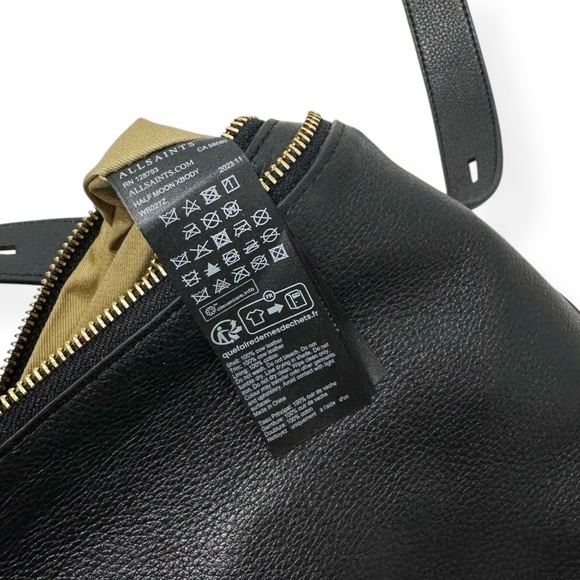 ALLSAINTS Half Moon Leather Crossbody Bag - Black - Picture 13 of 14